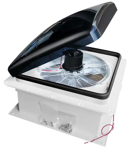 12V RV Roof Fan Vent 14'' 3 Speed Reversible Manual Lift Trailer Camper Van Lid