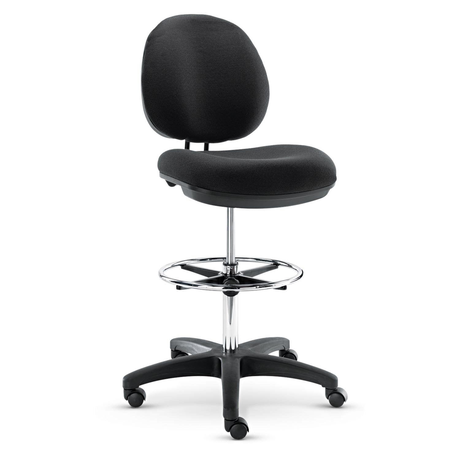 Alera Interval Series Faux Leather Swivel Task Stool, Black