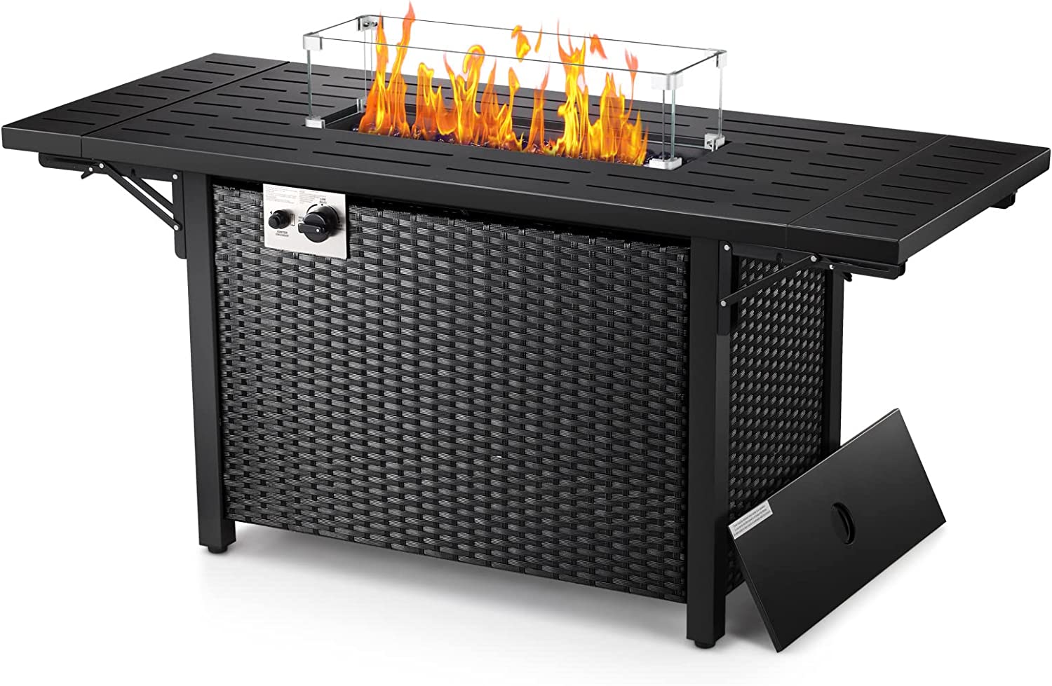 R.W.FLAME 55 inch Propane Rattan Fire Pit Table, 50000 BTU