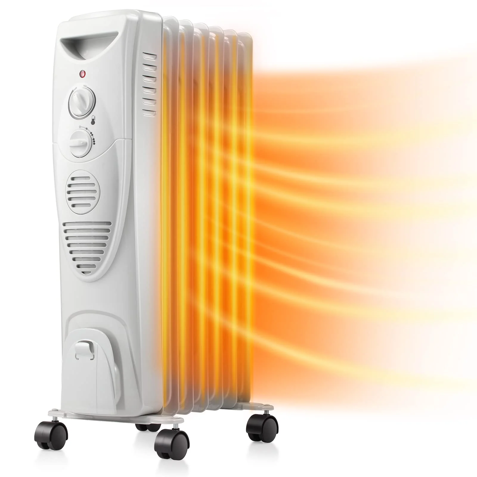 R.W.FLAME Oil Filled Radiator Heater - 3 Heat Settings, Adjustable Thermostat, Quiet and Portable Space Heater with Tip-over