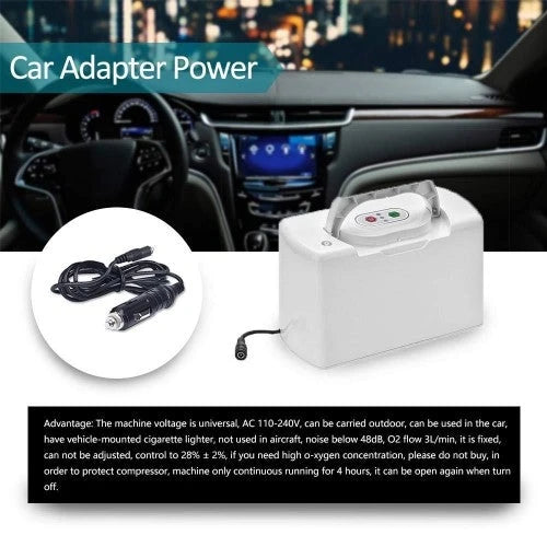 INLOVEARTS Portable O2-Generator Units, Continuous Flow 3L/min Outlet Concentrator