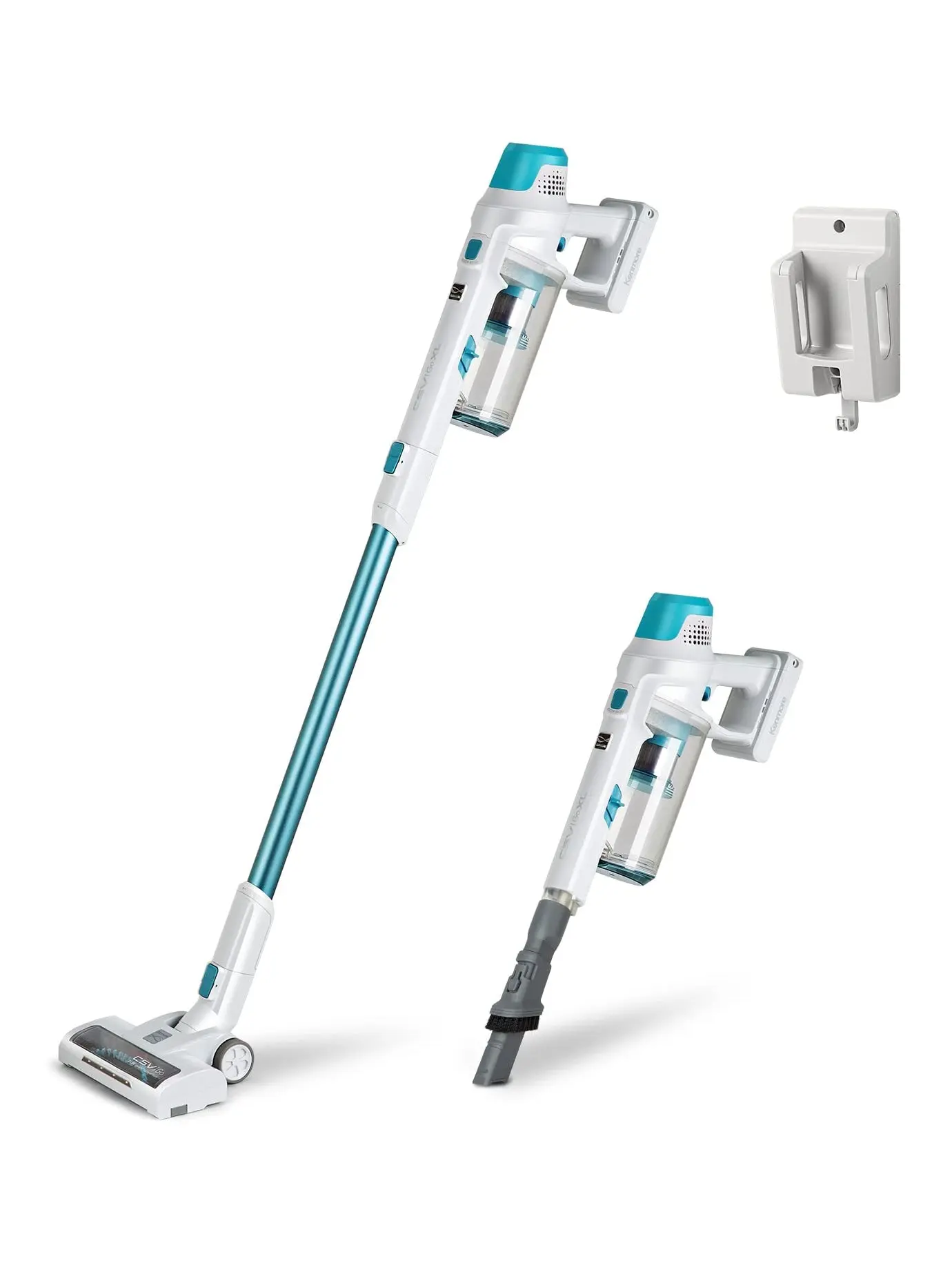 Kenmore DS4065 Cordless Stick Vacuum 1L Capacity Lightweight Cleaner 2-Speed Power Suction LED Headlight 2-in-1 Handheld for Hardwood Floor, Carpet & Dog Hair, Blue, DS4065