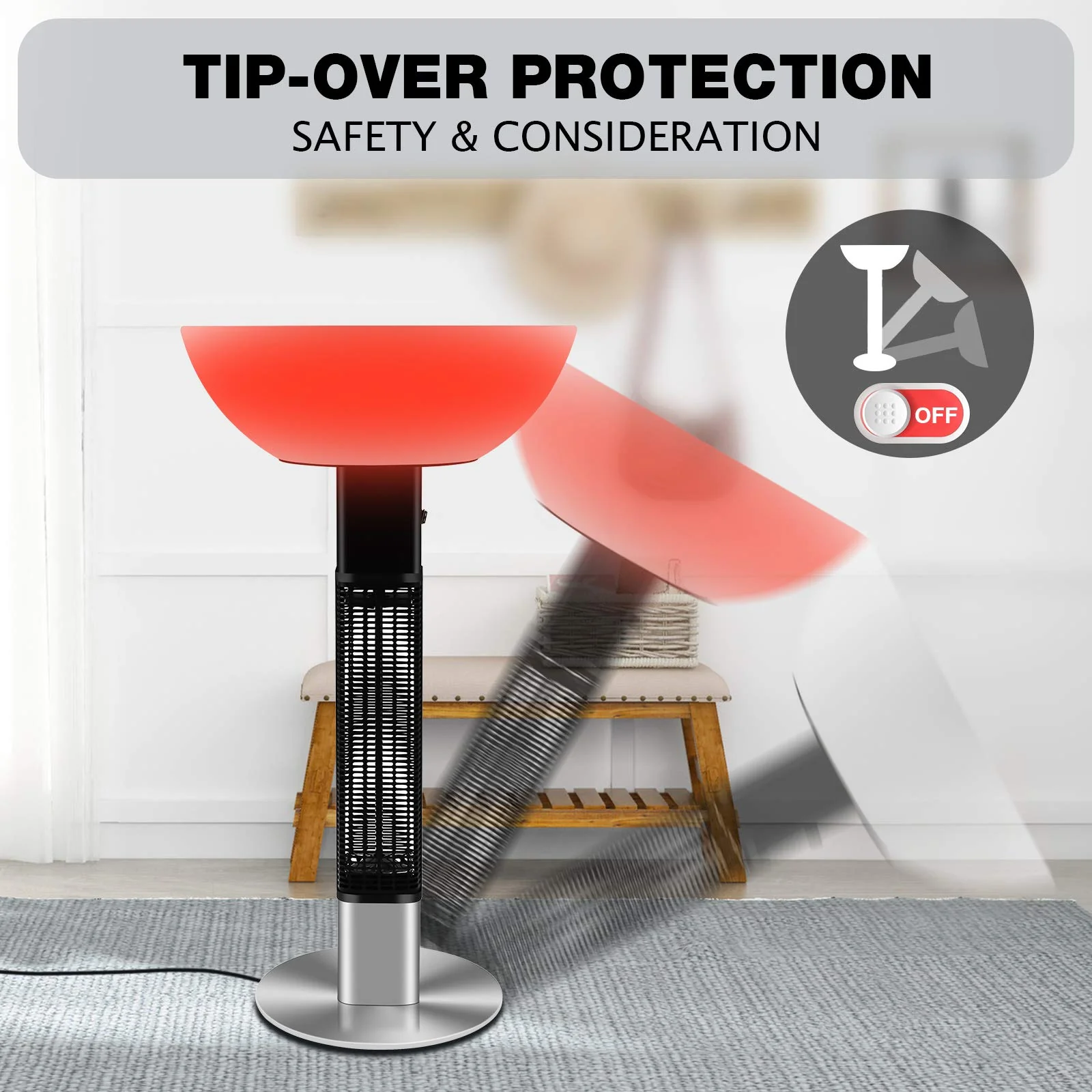 R.W.FLAME Outdoor Electric Patio Heater|Infrared Heater With Switch Display, 1500W