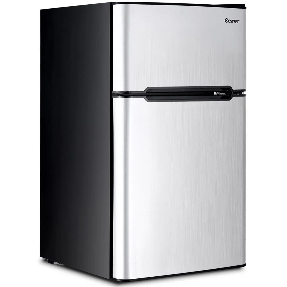 Costway Refrigerator Small Freezer Cooler Fridge Compact 3.2 Cu Ft. Unit