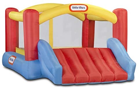 Little Tikes Jump ‘n Slide Bouncer – Inflatable Jumper Bounce House Plus Heavy Duty Blower With GFCI, Stakes