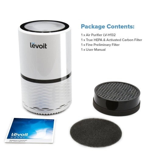 LEVOIT Air Purifier for Home Smokers Allergies and Pets Hair, True HEPA Filter, Quiet in Bedroom, Filtration System Cleaner Eliminators, Odor Smoke Dust Mold, Night Light, LV-H132,2PACK