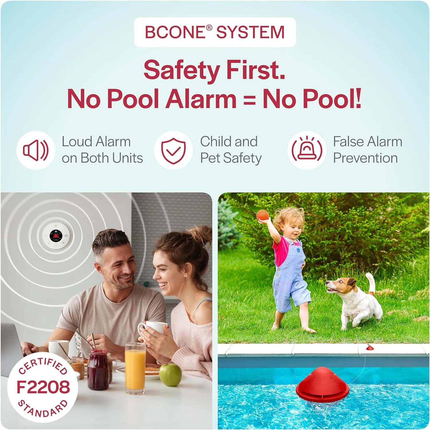 System pool alarms | Loud pool safety alarms on home and pool equipment | ASTM F2208-certified floating pool alarms | Connect to Alexa | pool alarms for in-ground and above-ground pools