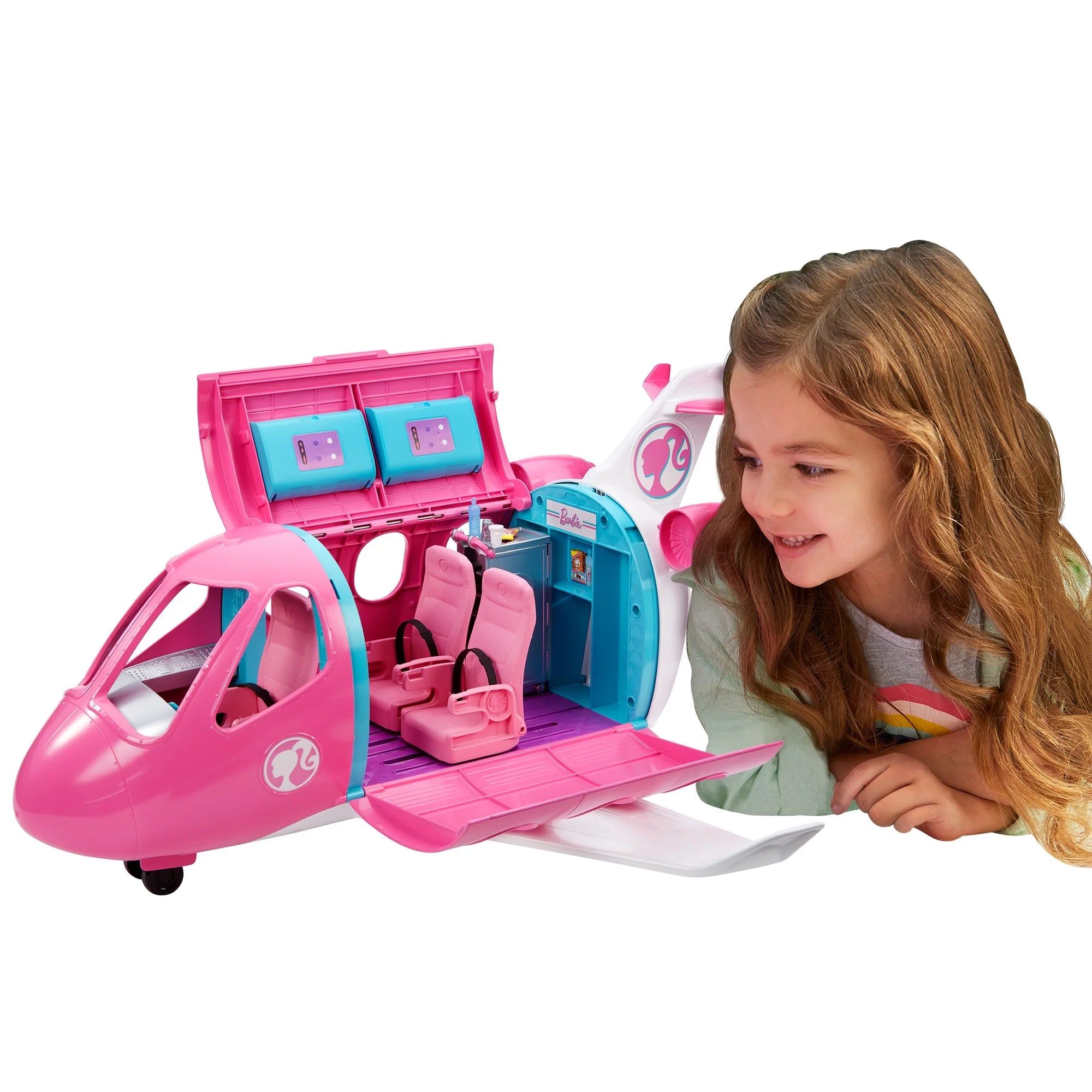 Barbie Dreamplane Airplane Playset with Puppy and Snack Cart, 15+ Accessories