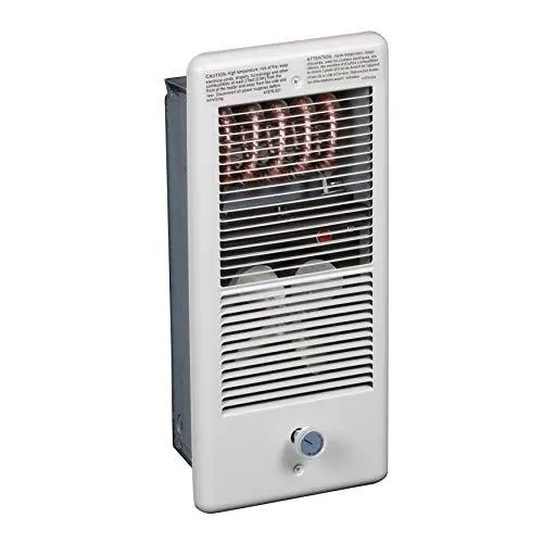 E4310TRPW Series 4300 Low Profile Fan Forced Wall Heater with Wall Box Standard Model Single Pole In Thermostat 1000 W 833 Amps White