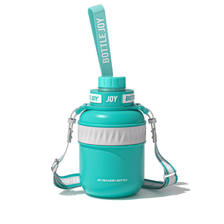 BOTTLE JOY Stainless-Steel Water Bottle: Leakproof Lid, Perfect Sip, Double Insulated, Eco-Friendly, Dishwasher Safe & Stylish Strap (Ocean, 32/48 oz)