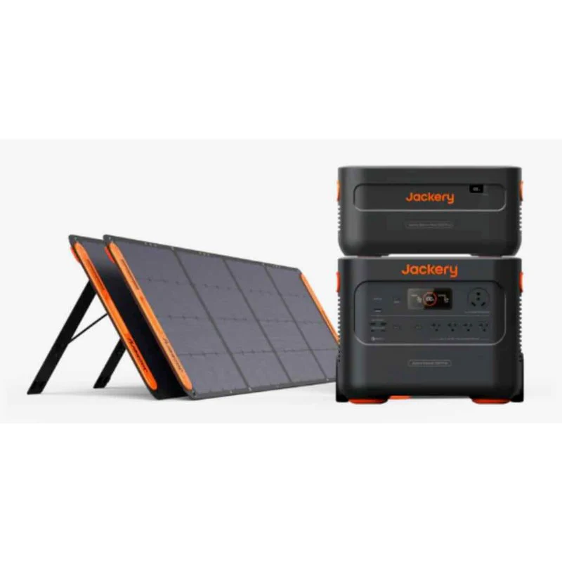 The Jackery Explorer 2000 Plus Portable Power Station + 1 Battery Pack + 2 x 200W SolarSaga Panels