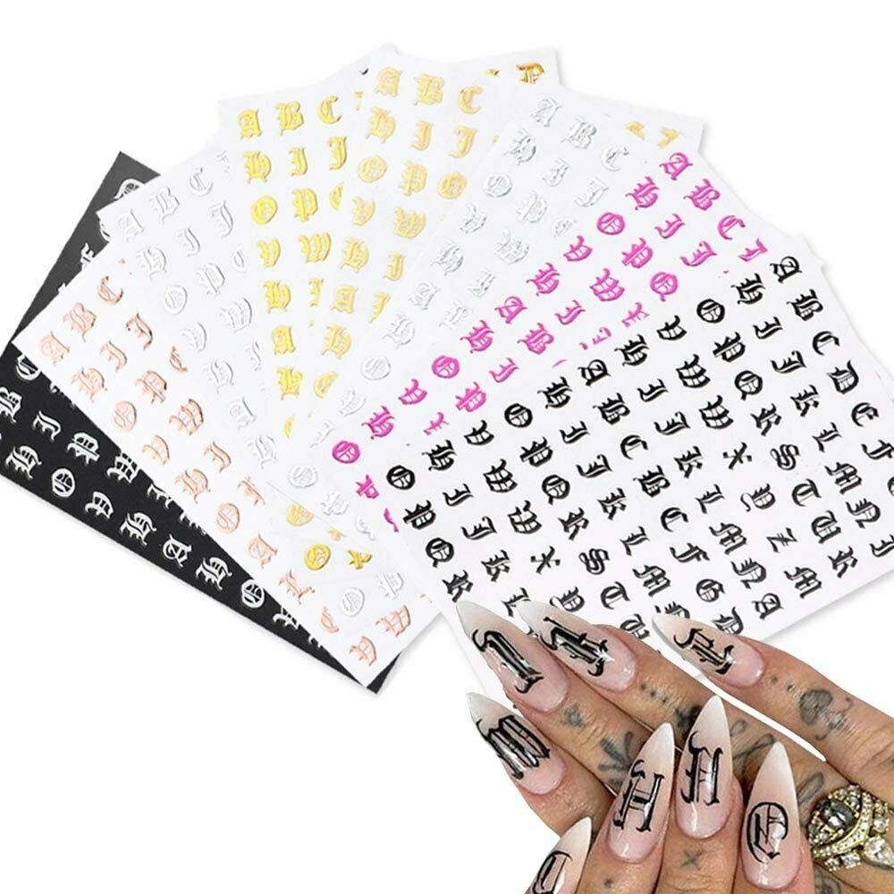 3D Nail Art Latin Roman English Alphabet Letter Sticker Decals