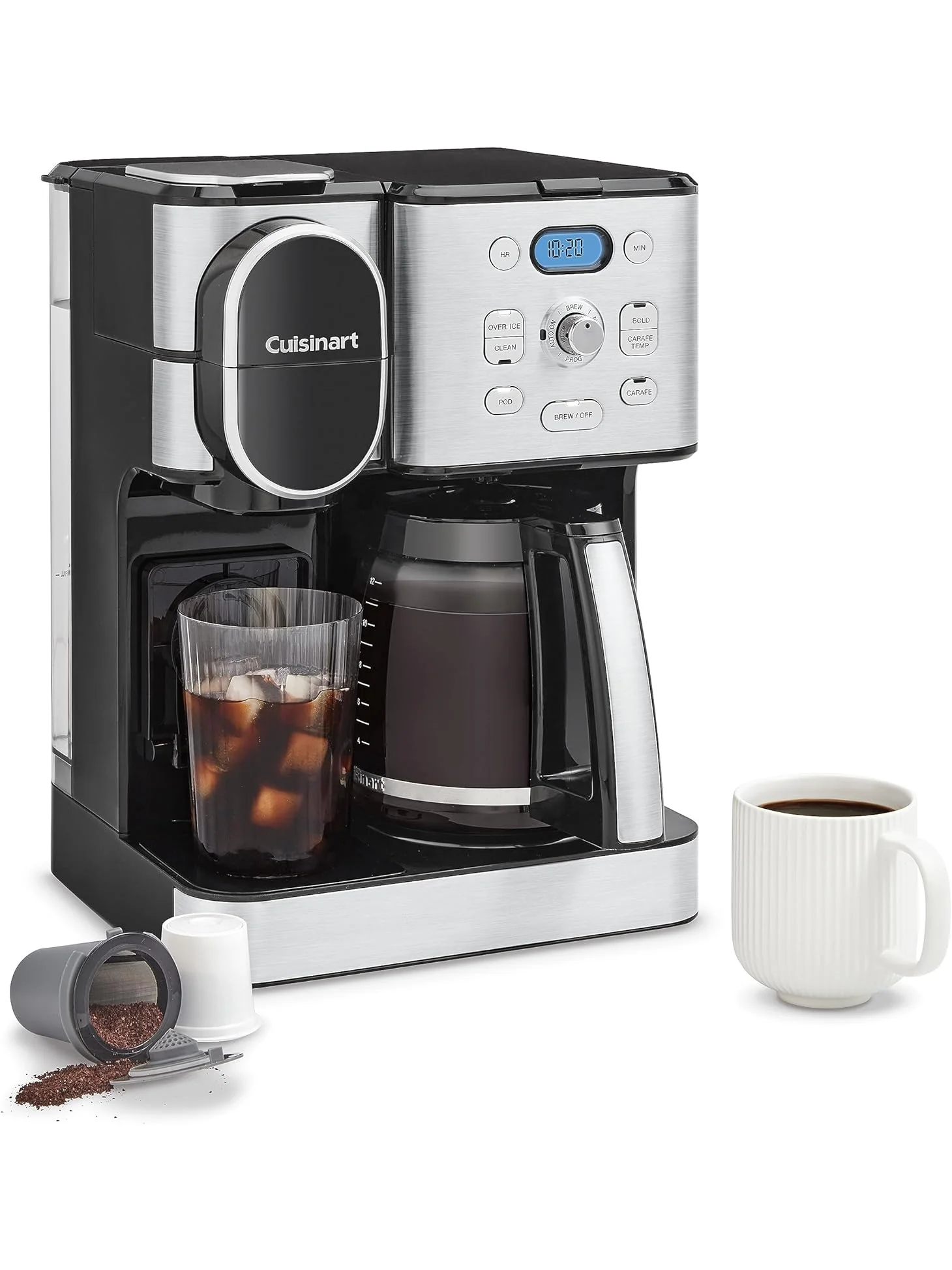 Cuisinart Coffee Maker, 12-Cup Glass Carafe, Automatic Hot & Iced Coffee Maker, Single Server Brewer, Stainless Steel, SS-16