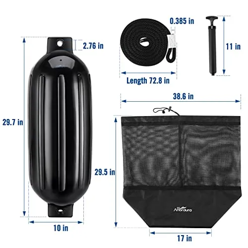 Affordura Boat Fender 4 Pack Boat Bumpers Fenders with 4 Ropes, Boat Bumpers for Pontoon