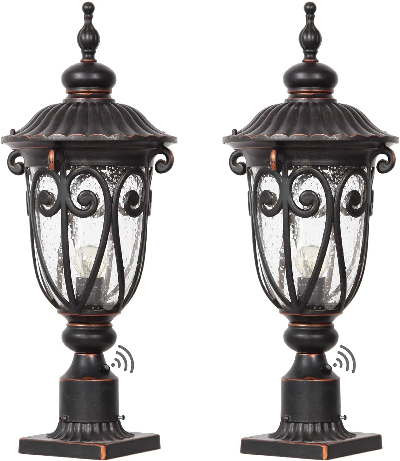 23′′ Large Outdoor Wall Light for Porch, 2 Pack Aluminium Exterior Wall Mount Lantern for House, Vintage Bronze Outside Wall Sconce with Clear Seeded Glass Shade for Garage