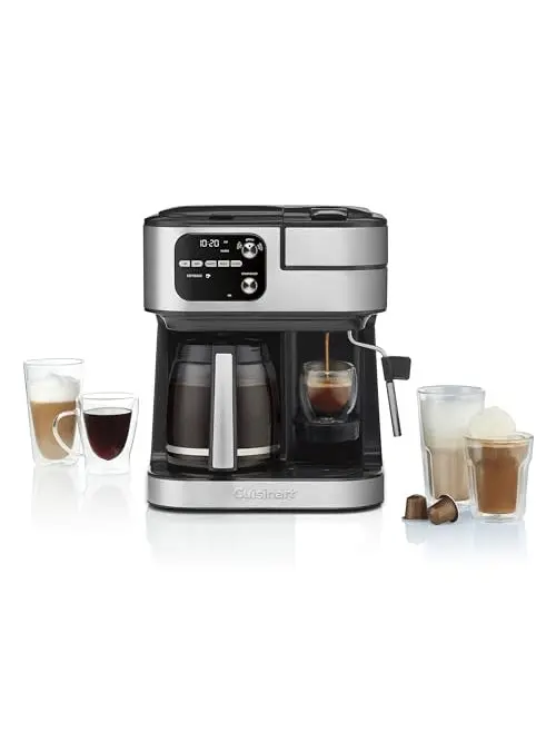 Cuisinart Coffee Maker Barista System, Coffee Center 4-In-1 Coffee Machine, Single-Serve Coffee, Espresso & Nespresso Capsule Compatible, 12-Cup Carafe, Black, SS-4N1
