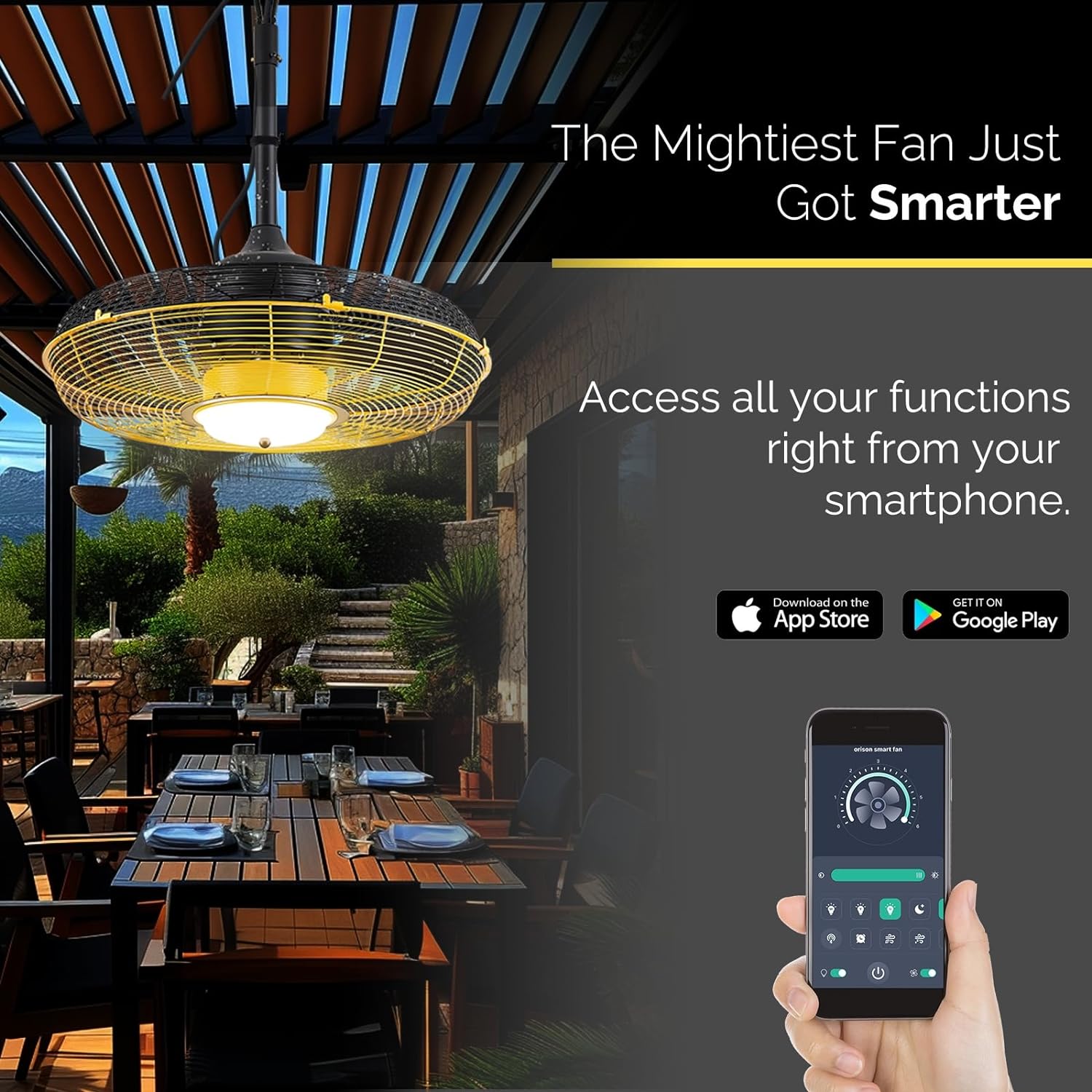 21” Outdoor Ceiling Fan with Light, Plug in Ceiling Fan with Remote, Gazebo Fans Outdoor Hanging for Patios Waterproof, Wet Rated Hanging Fan with App Control