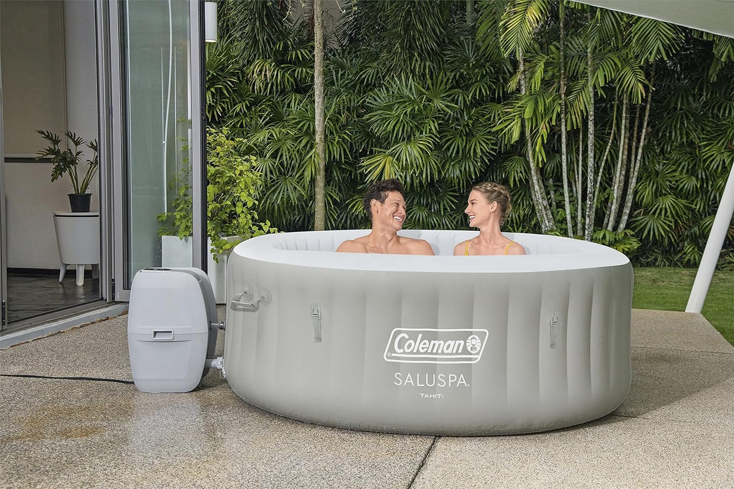 Inflatable Hot Tub Spa | Portable Hot Tub with Heated Water System and 140 Bubble Jets | Fits Up to 4 People