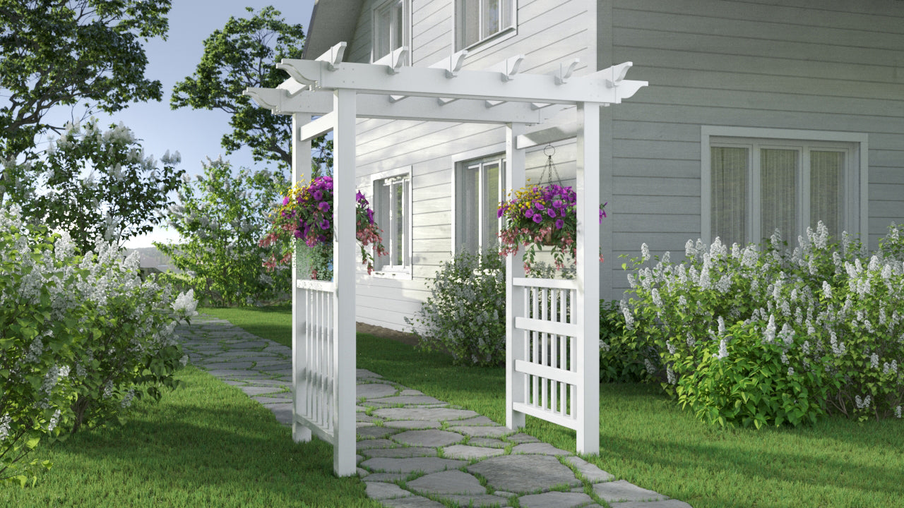 Vita 63′′L x 46′′W x 91′′H Springport Vinyl Arbor, White, VA68146