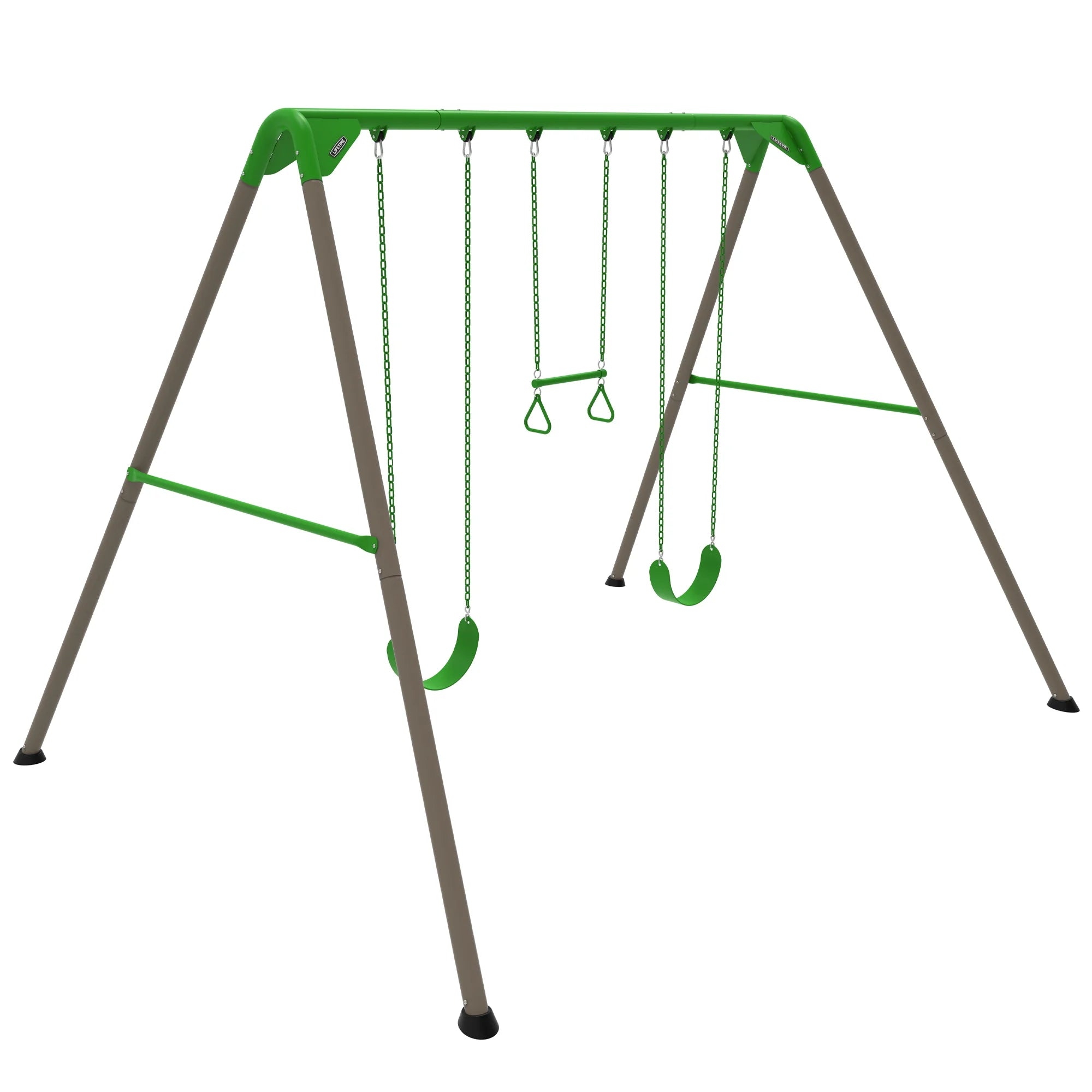 Lifetime Kid’s Metal Swing Set with 2 Belt Swings and Trapeze Bar – 9 feet (91206)