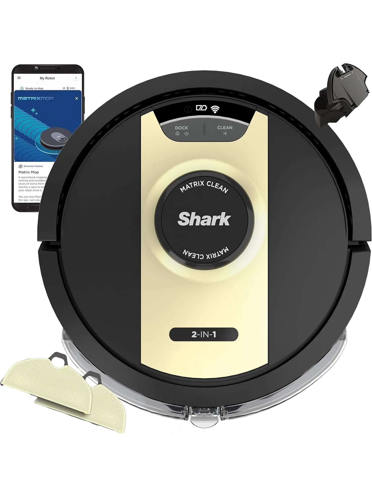 Shark RV2410WD IQ 2-in-1 Robot Vacuum and Mop with Row-by-Row Cleaning, Perfect for Pet Hair, Compatible with Alexa, Black/Bronze, Black/Gold, No Self-Empty Base