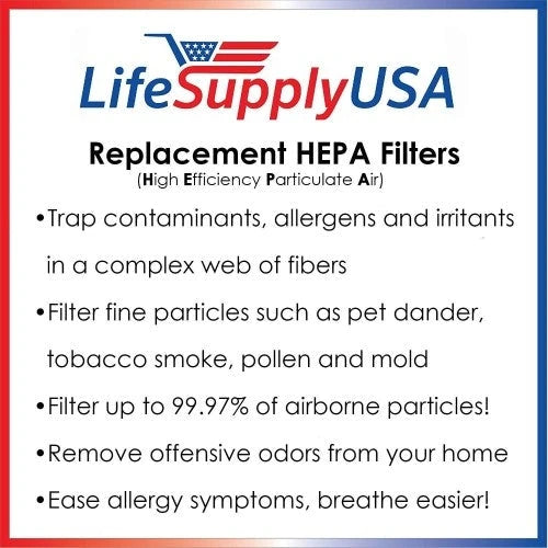 LifeSupplyUSA 3 Pack Replacement HEPA Filter Compatible with Envion AllergyPro Allergy Pro AP450 AP 450 Dimensions: 17.75 x 11.5 x 1.5