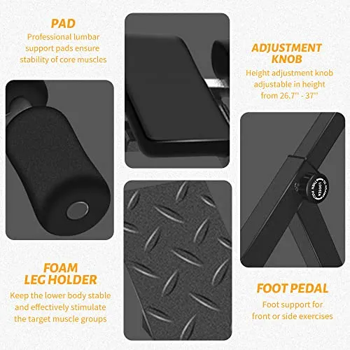 VIDAR Roman Chair Back Extension Machine - Lower Back Hyperextension Bench for Home Gym