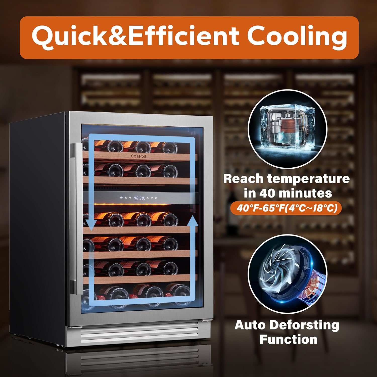 24” Wine Cooler Refrigerator – 46 Bottle Wine Fridge Dual Zone with Modern Touch Intelligent Digital 40°-65°F Low Noise, Built in or Freestanding Wine Cooler for Home and Kitchen