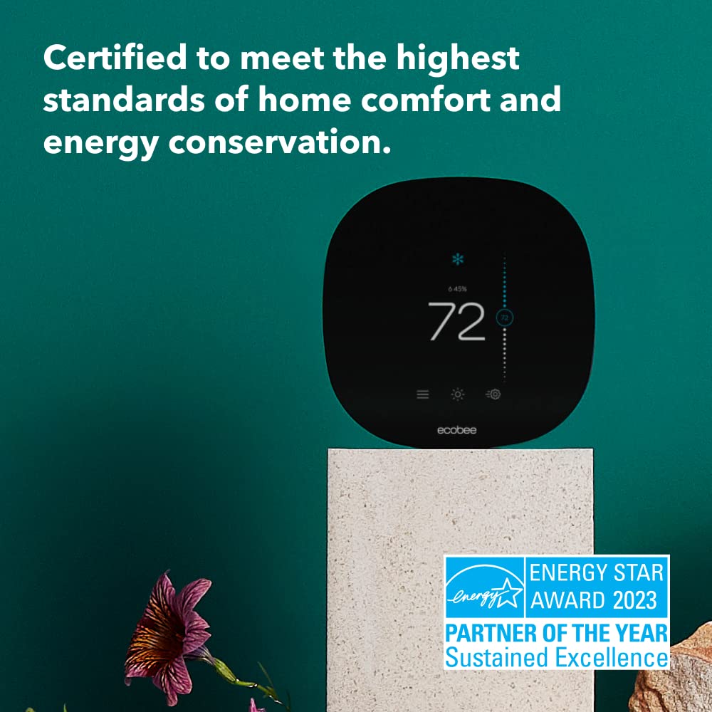 ecobee3 Lite Smart Thermostat – Programmable Wifi Thermostat – Works with Siri, Alexa, Google Assistant – Energy Star Certified – DIY Install, Black