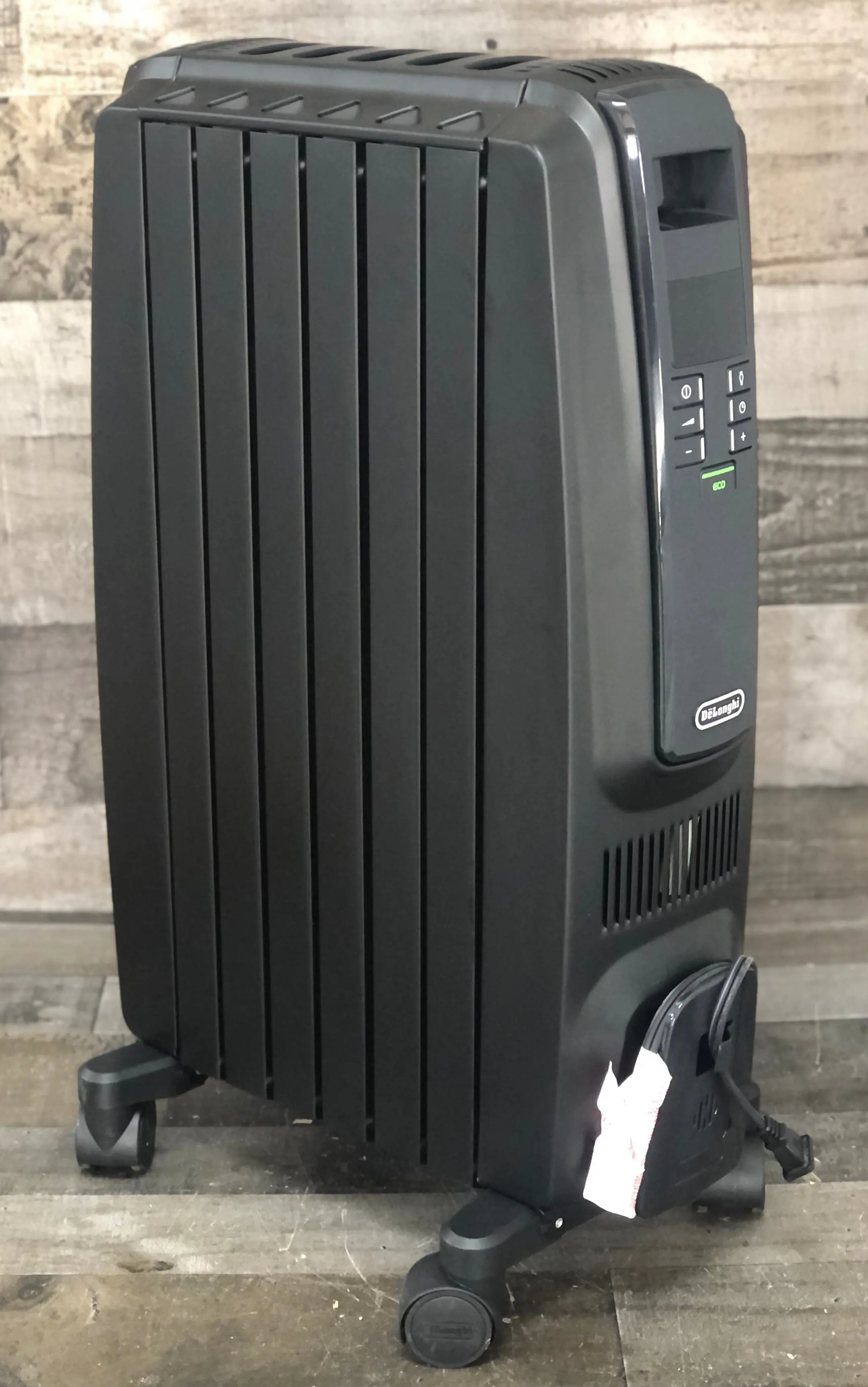 De'Longhi Oil-Filled Radiator Space Heater, Quiet 1500W, Adjustable Thermostat, 3 Heat Settings, Timer, Energy Saving, Safety Features, White, Dragon TRD40615EBKCA, Black