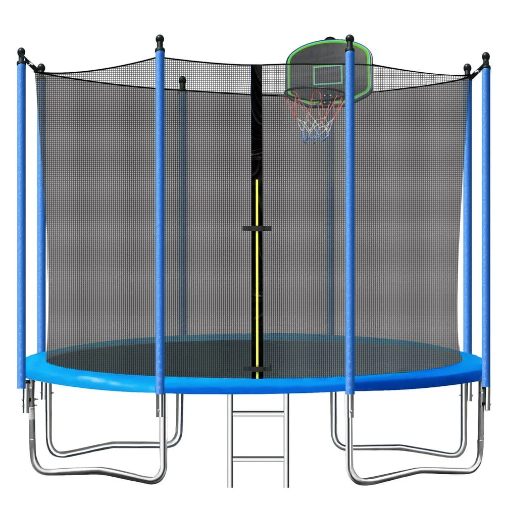SEGMART 10Ft Trampoline for Kids with Basketball Hoop and Enclosure Net/Ladder