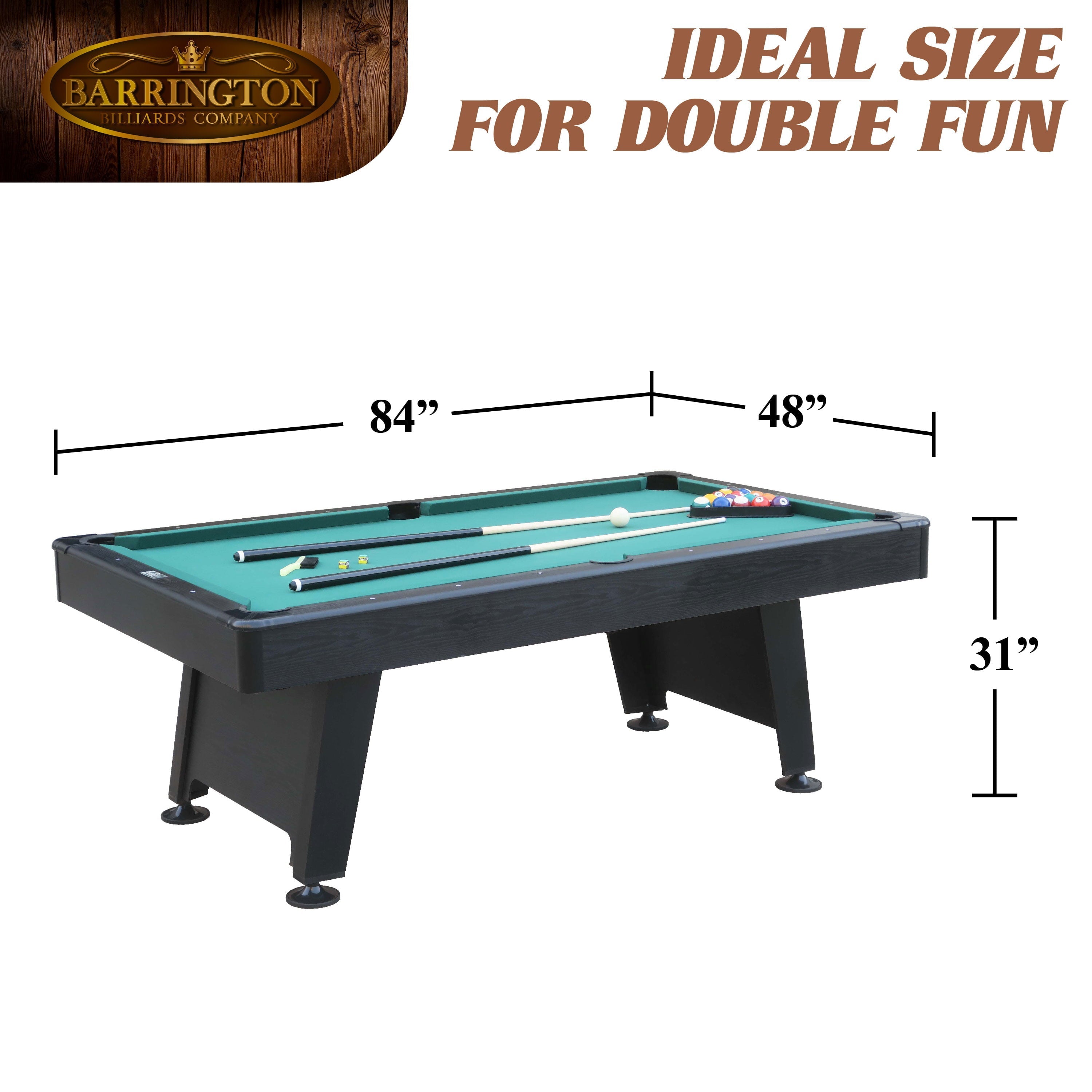 Barrington Billiard 84′′ Arcade Pool Table with Bonus Dartboard Set, Green