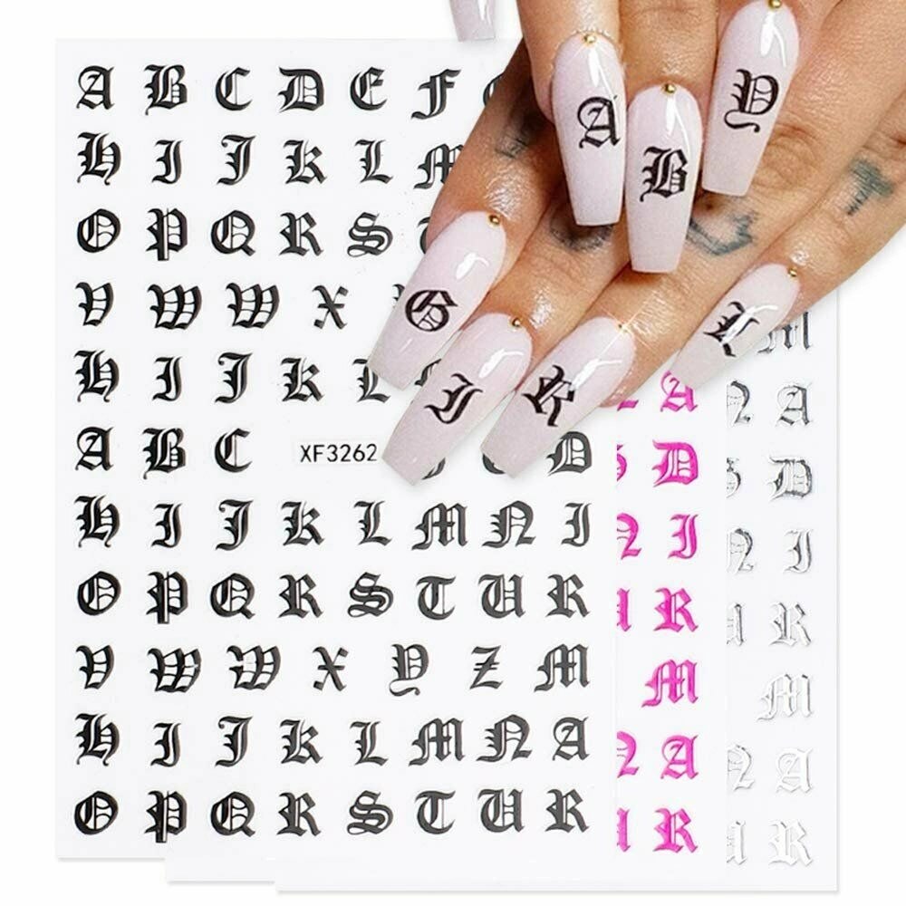 3D Nail Art Latin Roman English Alphabet Letter Sticker Decals