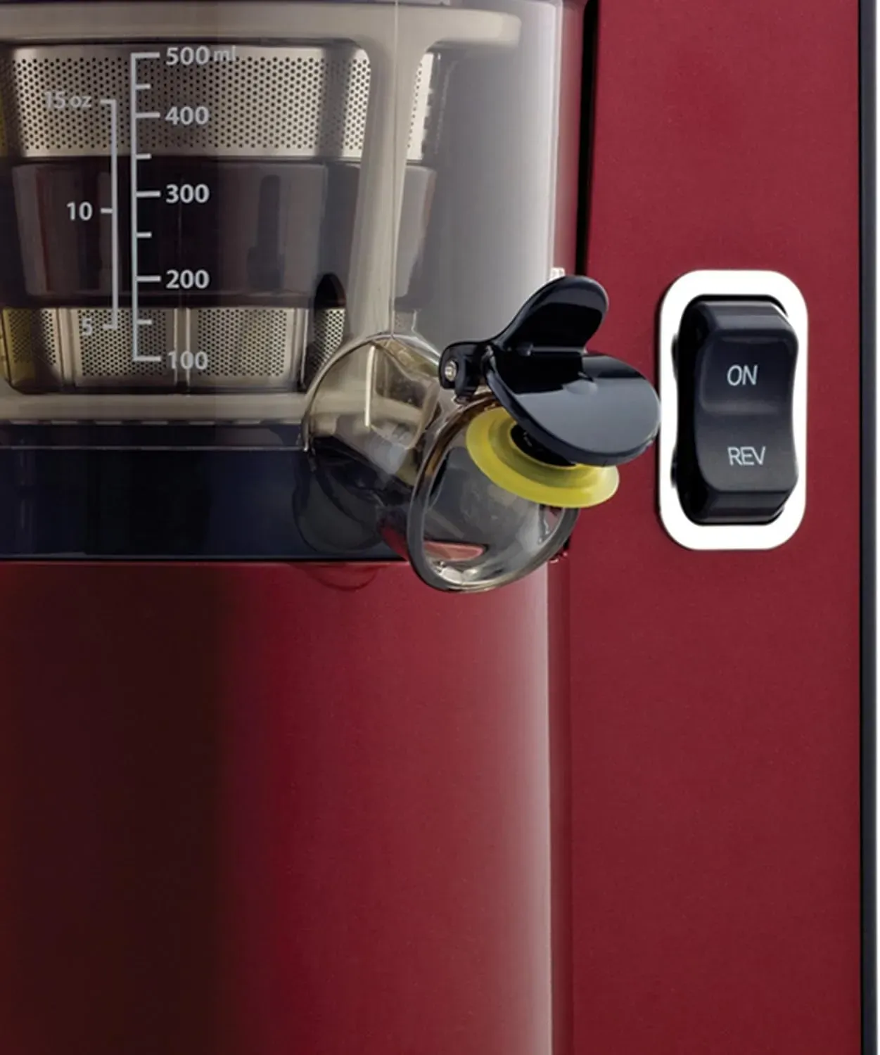 Vertical Masticating Juicer, 43 RPM Compact Cold Press Juicer Machine with Automatic Pulp Ejection, 150 W, Red