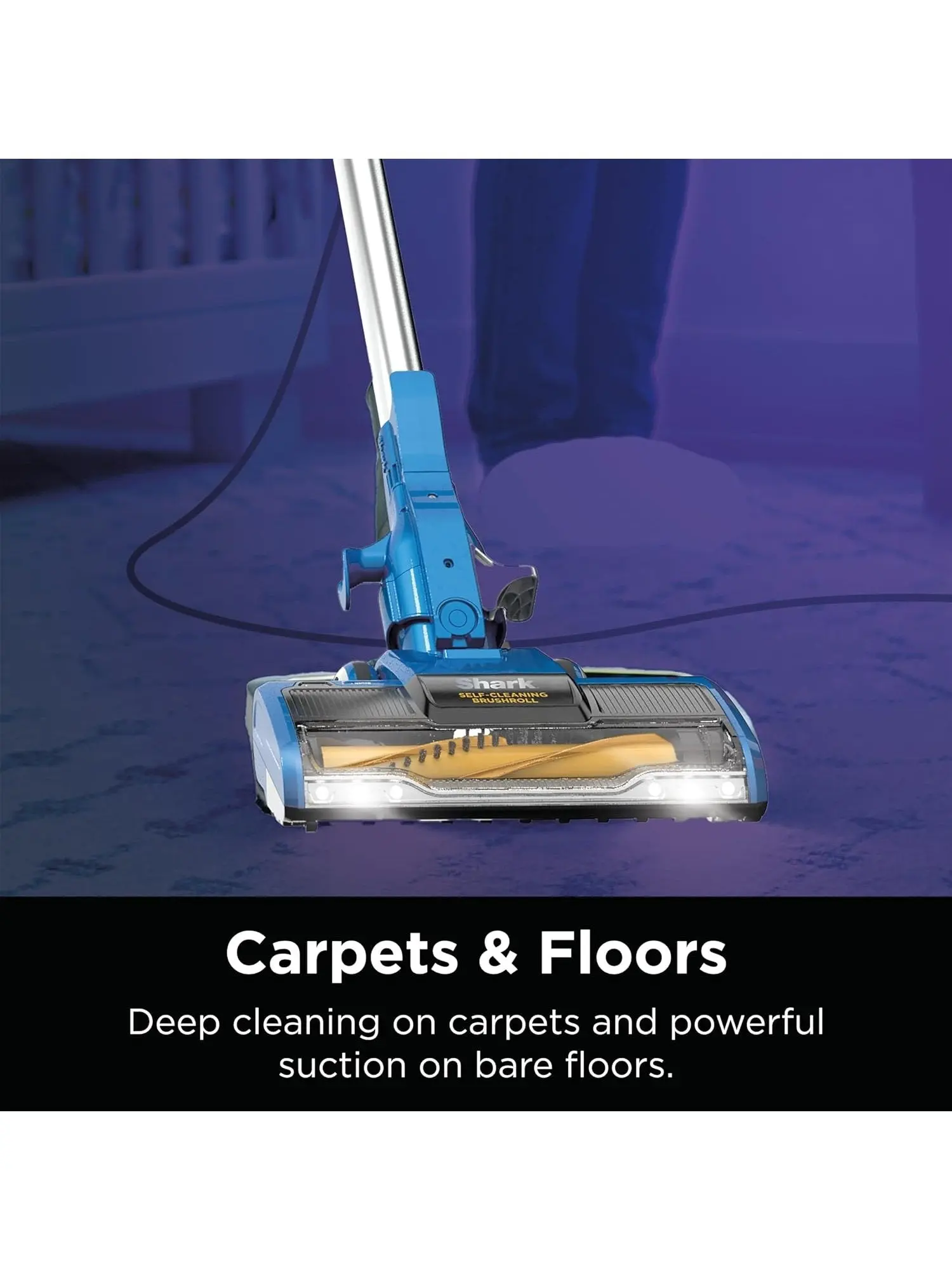 Shark HV343AMZ Rocket Corded Stick Vacuum with Self-Cleaning Brushroll, Lightweight & Maneuverable, Perfect for Pet Hair Pickup, Converts to a Hand Vacuum, Crevice Upholstery Tools, Blue/Silver