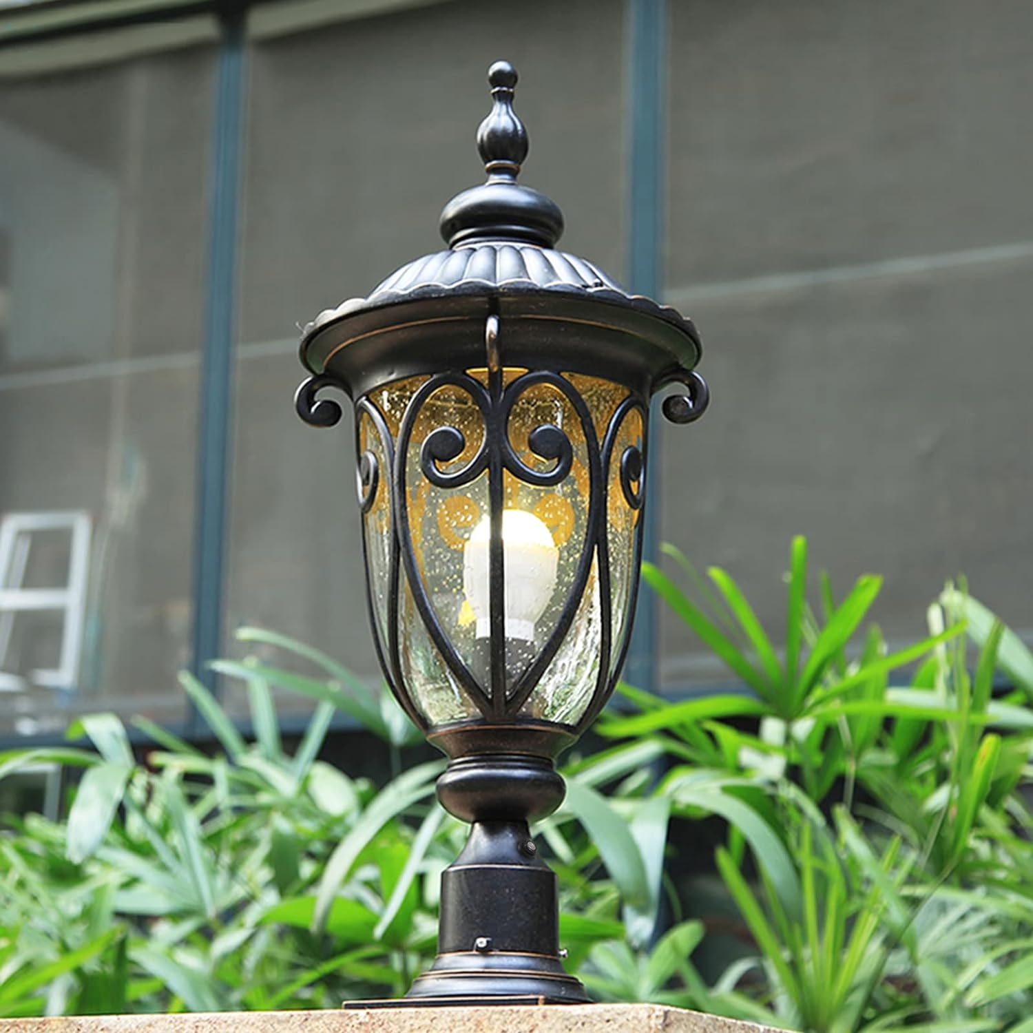 23′′ Large Outdoor Wall Light for Porch, 2 Pack Aluminium Exterior Wall Mount Lantern for House, Vintage Bronze Outside Wall Sconce with Clear Seeded Glass Shade for Garage