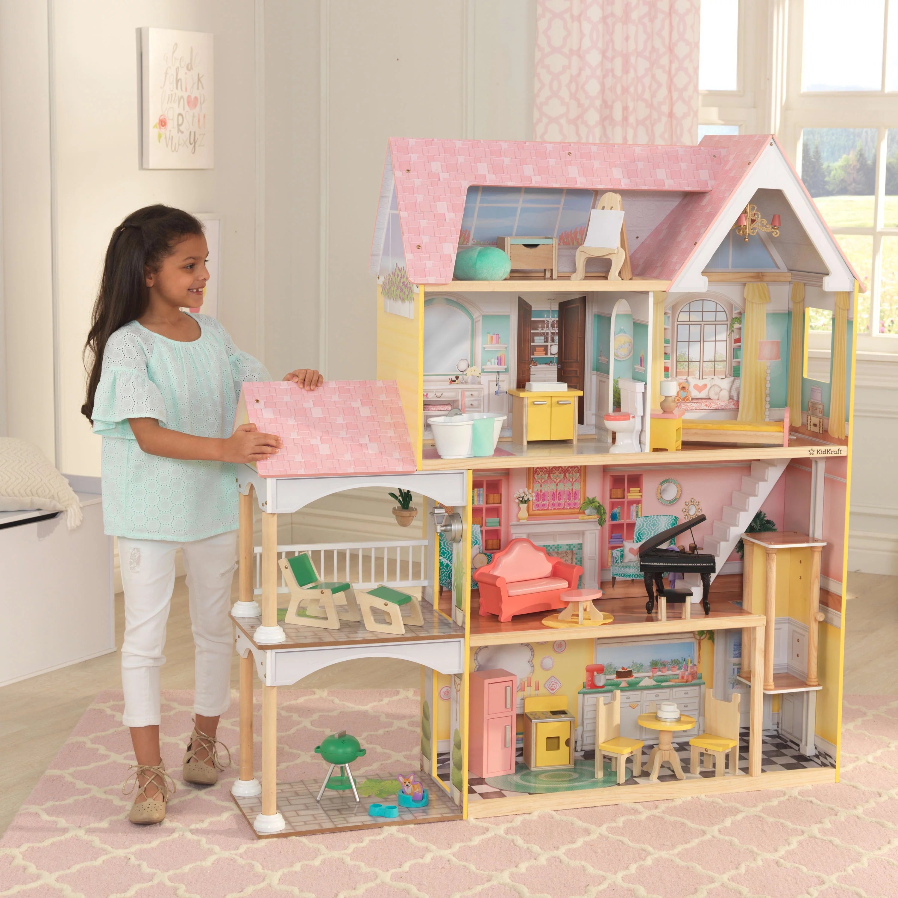 KidKraft Lola Mansion Wooden Dollhouse with 30 Accessories, Ages 4 & up