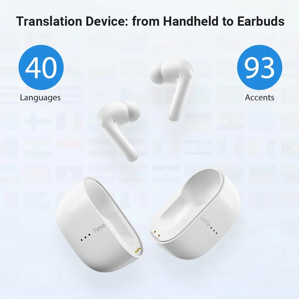 Timekettle M3 Language Translator Earbuds, Two-Way, with APP for 40 Languages & 93 Accents Online