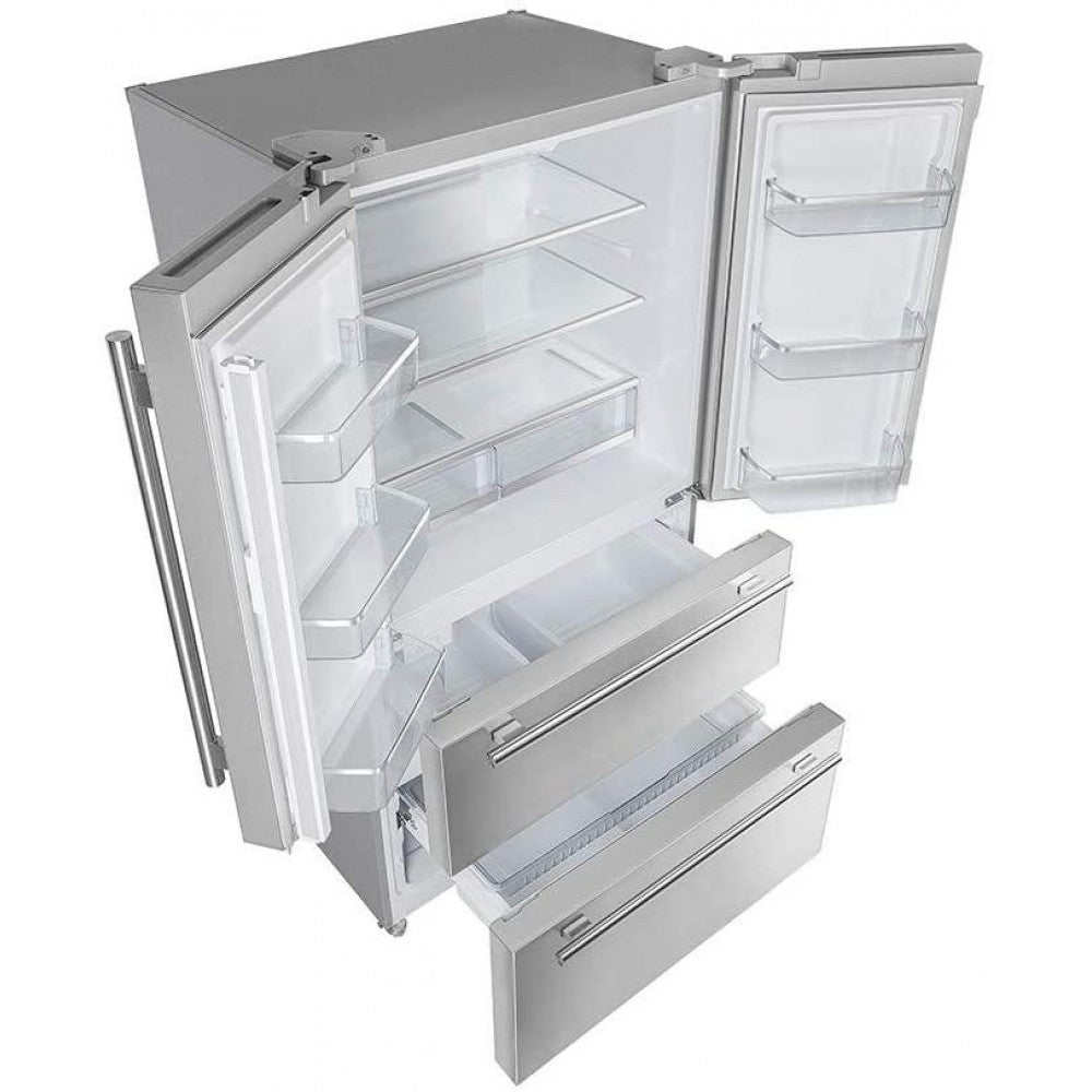 FORNO Moena 19.2 Cubic Feet Freestanding Stainless Steel 36′′ Inch French Door Refrigerator with Ice Maker