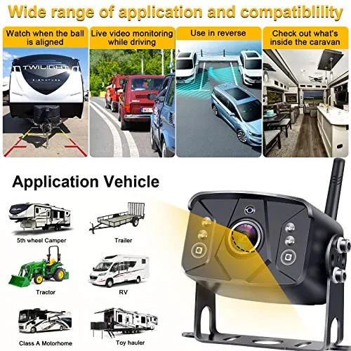 AMTIFO RV Backup Camera Wireless Touch-Key 7-Inch Monitor Split Screen 4 Channels for Campers/5th Wheels