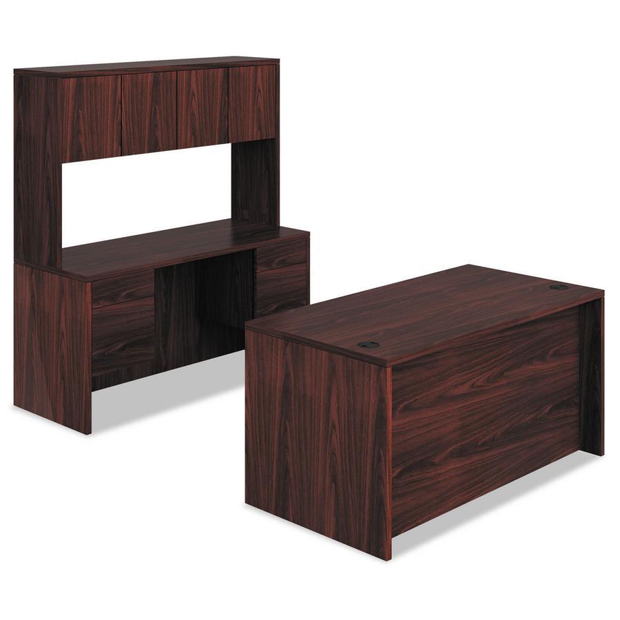 Hon 10500 Series 60′′ Desk & Credenza Workstation with Stack-on Storage, Mahogany