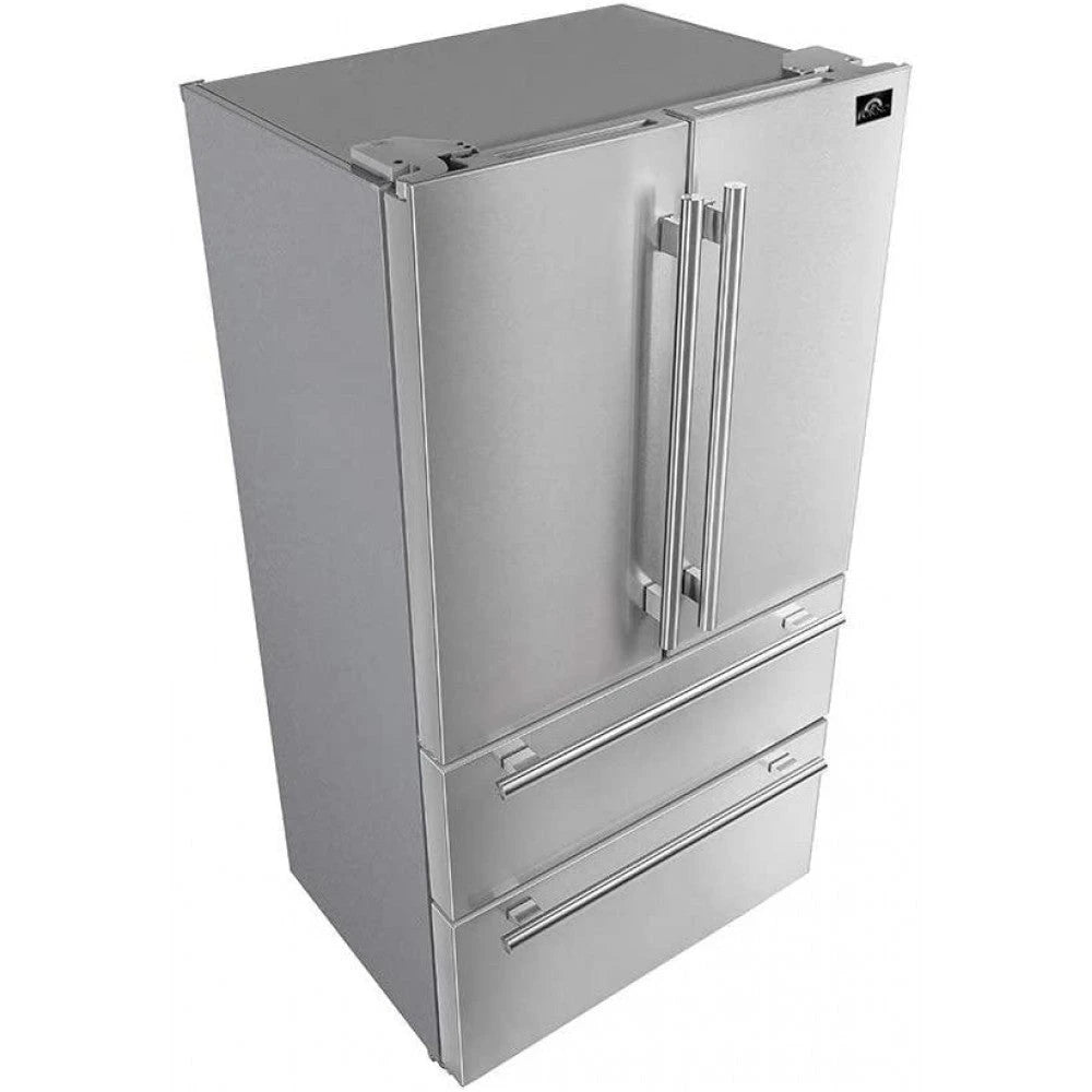 FORNO Moena 19.2 Cubic Feet Freestanding Stainless Steel 36′′ Inch French Door Refrigerator with Ice Maker