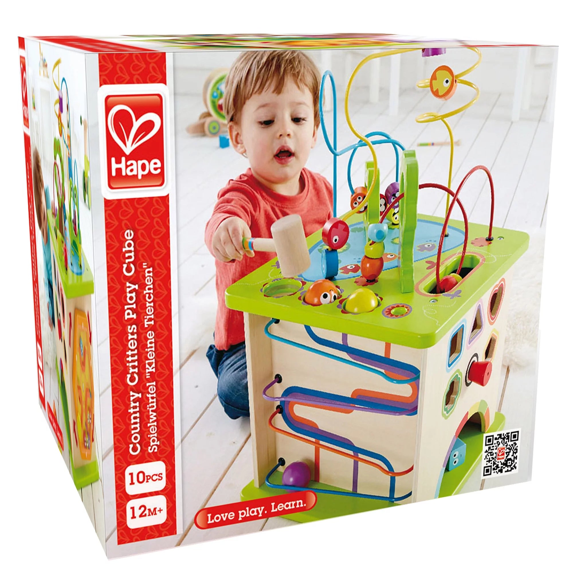 Hape Country Critters 5-Sided Wooden Play Cube for Toddlers, Ages 12 mo+