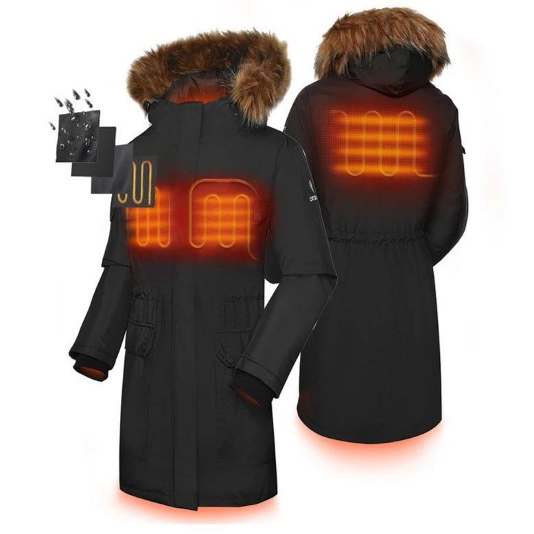 Waterproof Heated Coat for Women with Battery and Detachable Hood
