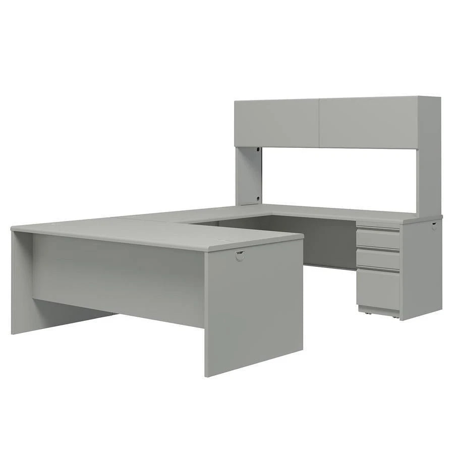 Hon 38000 Series 72′′ Steel U-Workstation with Stack-on Storage, Light Gray
