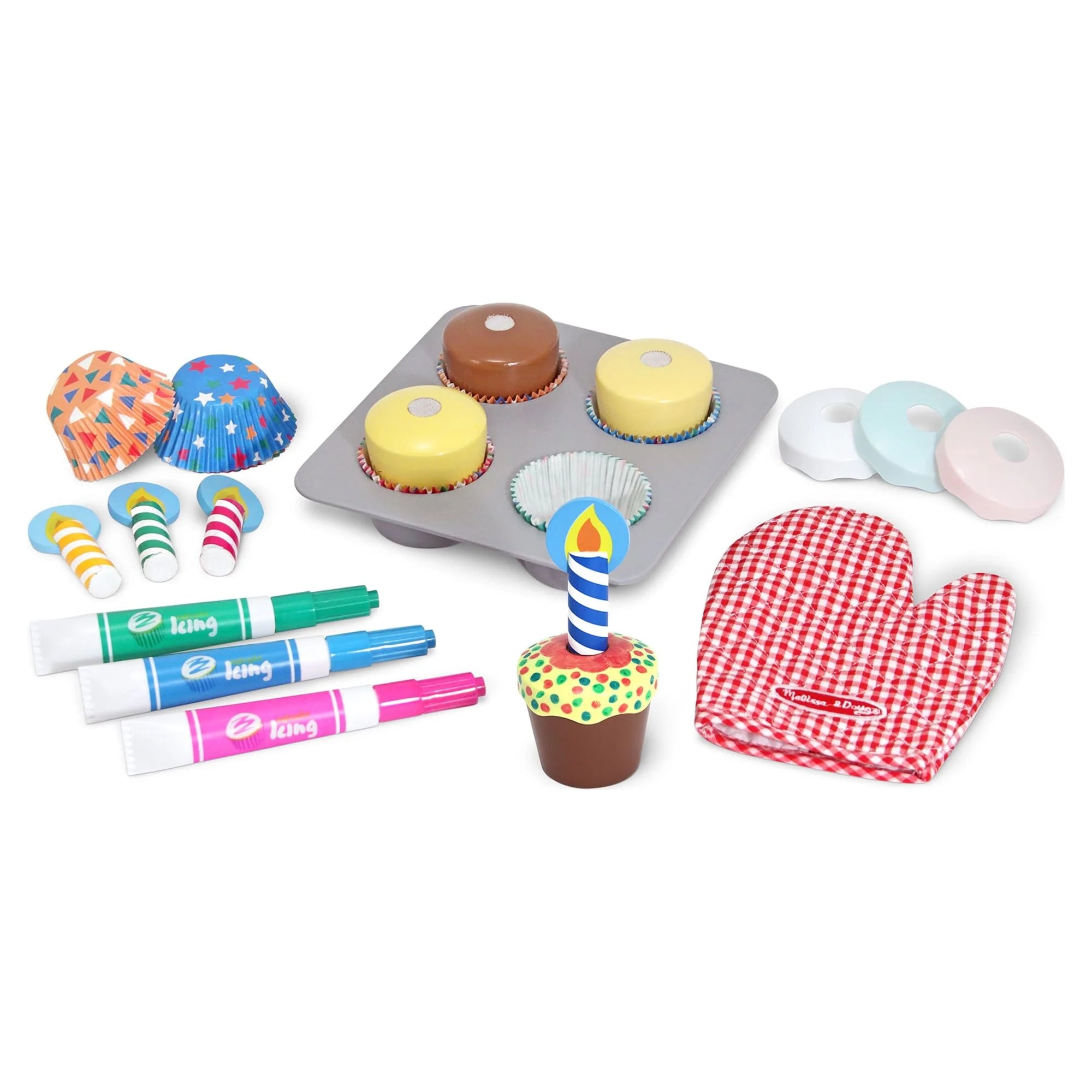 Melissa & Doug Bake and Decorate Wooden Cupcake Play Food Set – FSC Certified