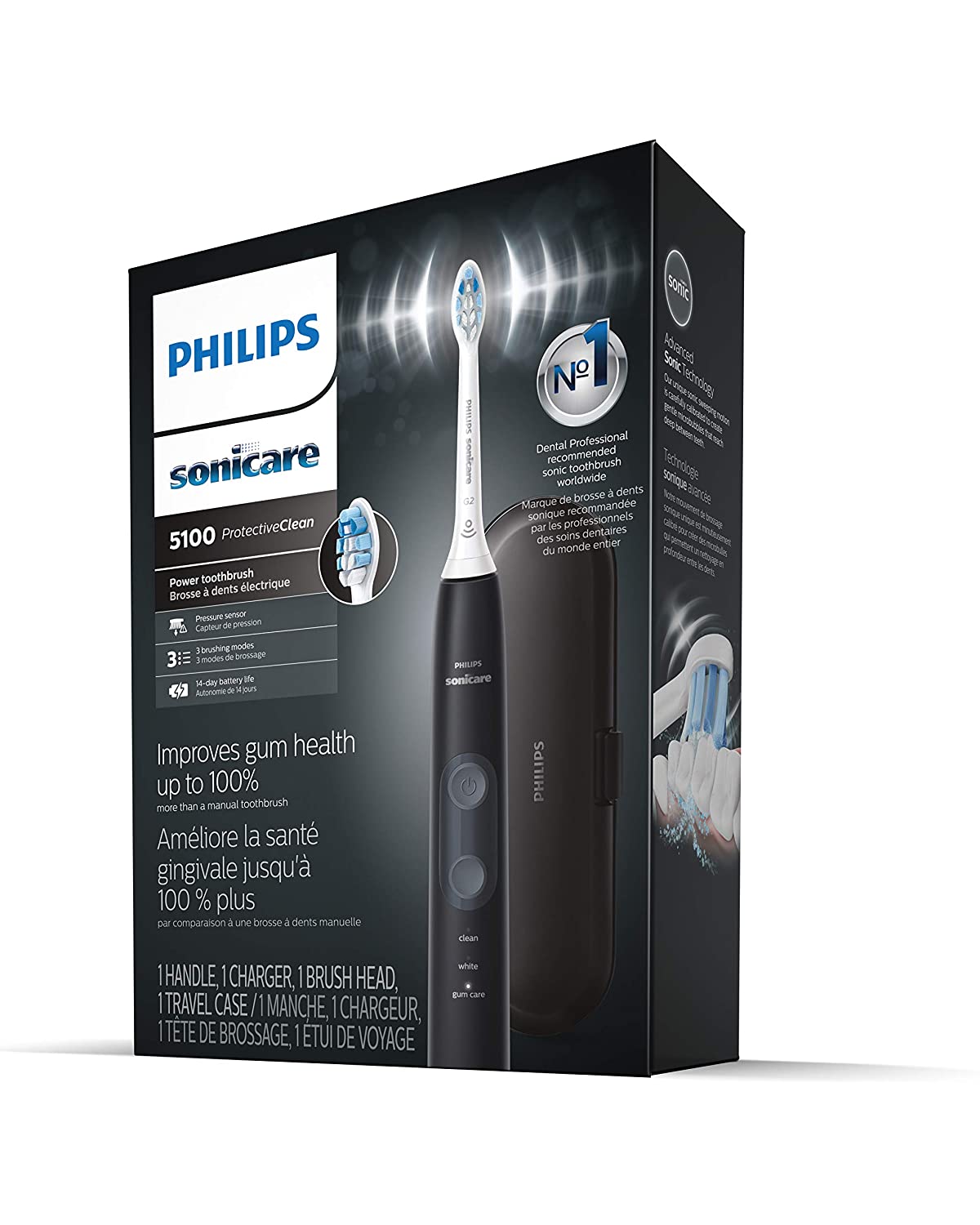 Philips Sonicare ProtectiveClean 5100 Rechargeable Electric Toothbrush, Black