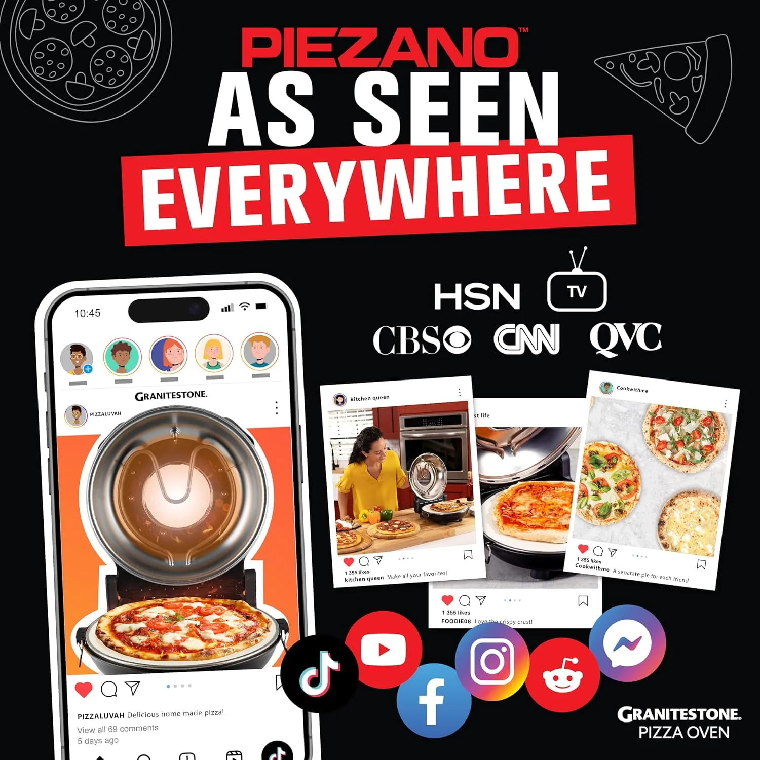 Piezano Pizza Oven & Grill Indoor Pizza Maker Machine Pizza Cooker 12