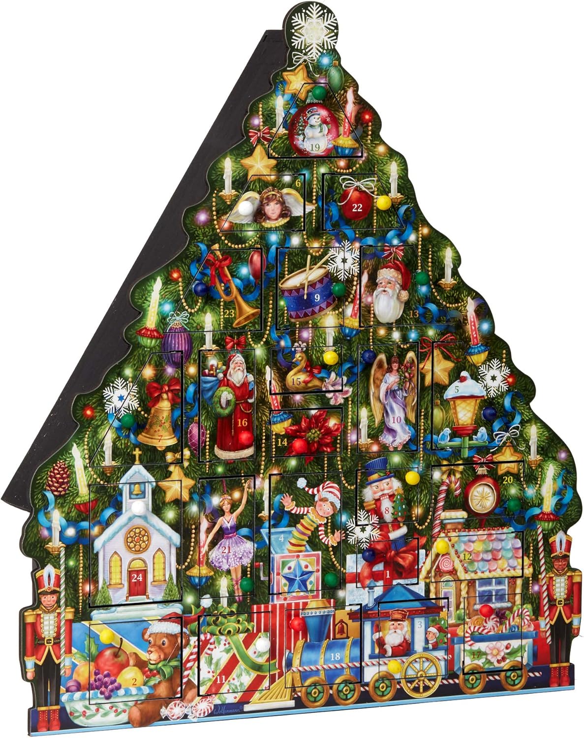 Vermont Christmas Company Christmas Tree Wooden Advent Calendar - Countdown to Christmas - Use Year After Year - Family Heirloom - 17