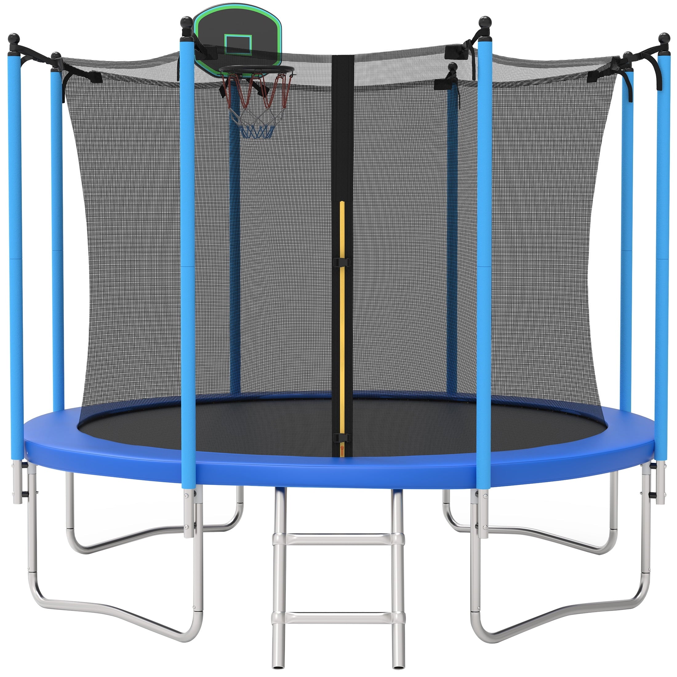 SEGMART 10ft Trampoline for Kids with Basketball Hoop and Enclosure Net/Ladder,Blue